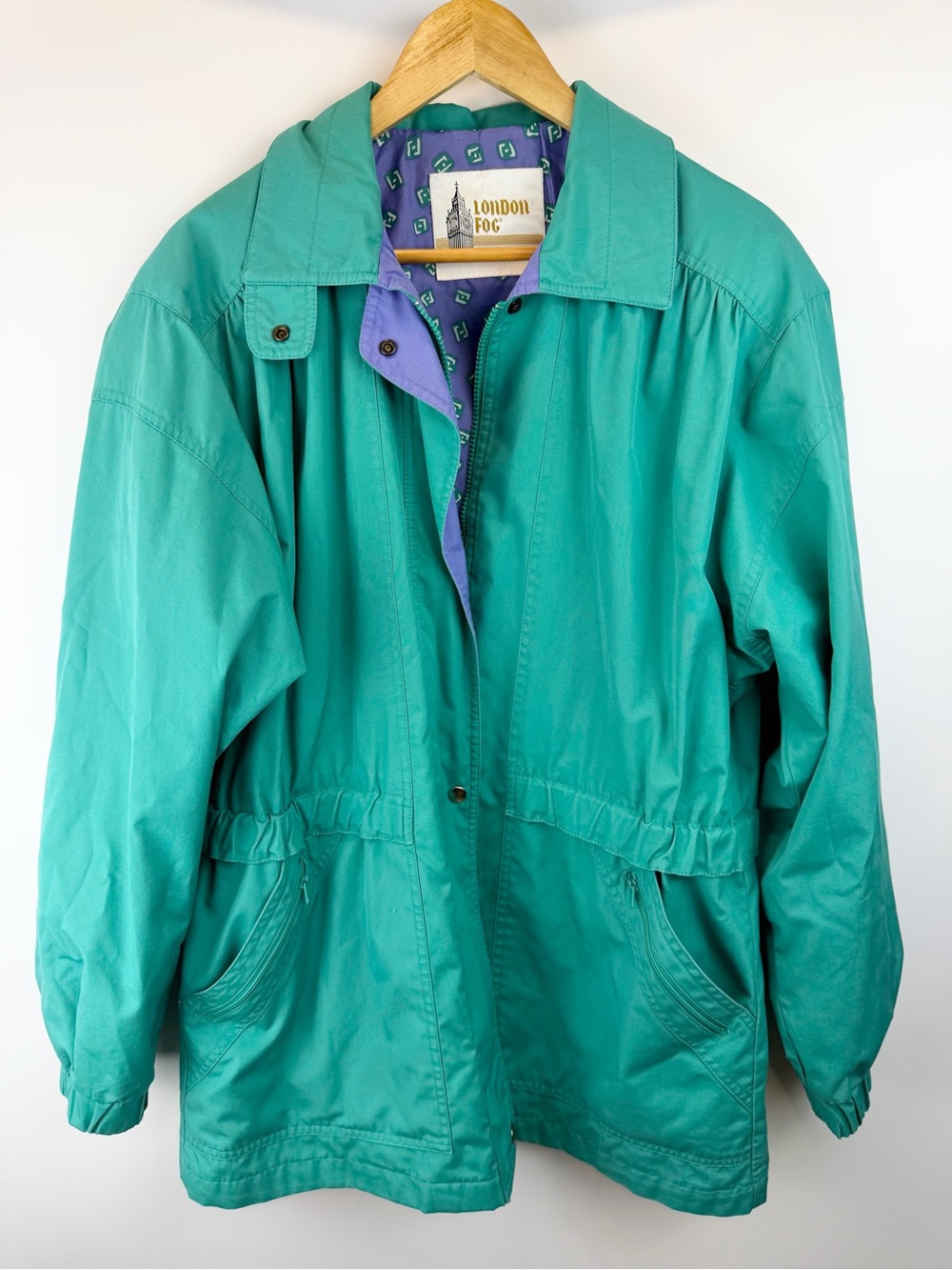 Vintage London Fog Teal Windbreaker Jacket XL Grannycore